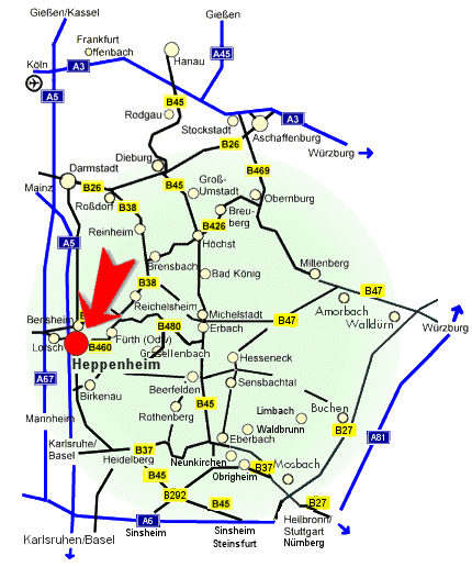 Karte Heppenheim an der Bergstraße